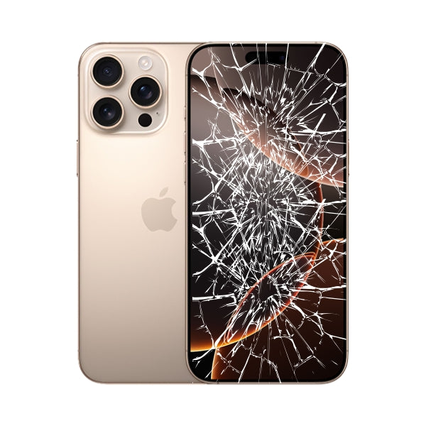 iPhone screen repair process showing cracked display replacement by professional technicians